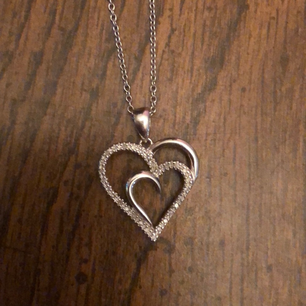 Diamond Sterling Silver Heart Necklace